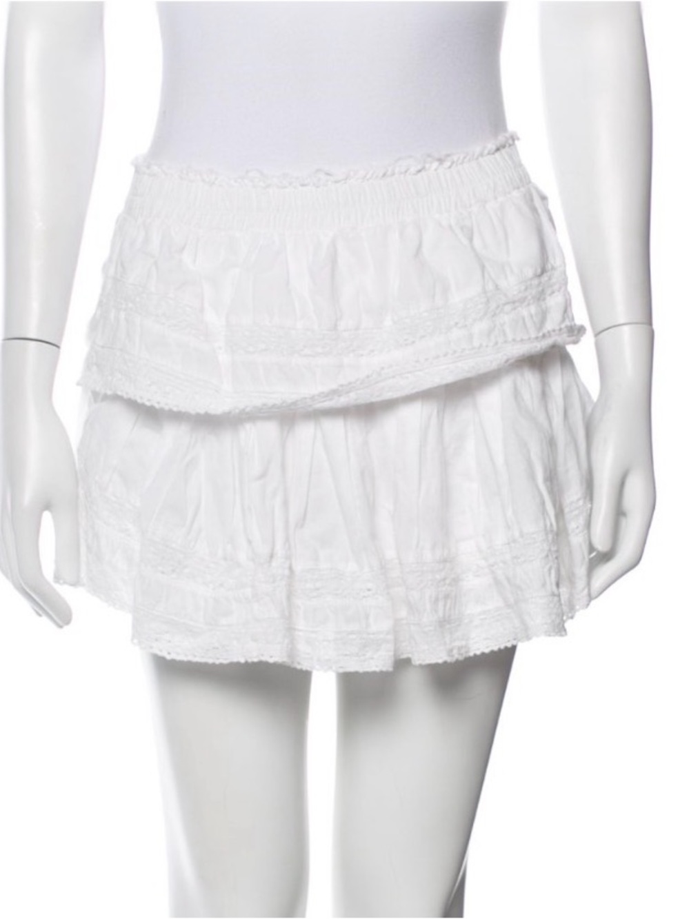 LoveShackFancy White Tiered Cotton Mini Skirt